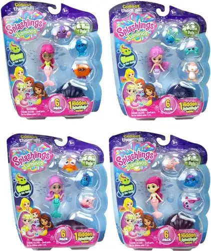 813460022365 – Colis de 8 pièces – Splashlings Luminos Glow in the Dark Figures 6-Pack 18 x 18 cm en présentoir – dispo Simcha.fr