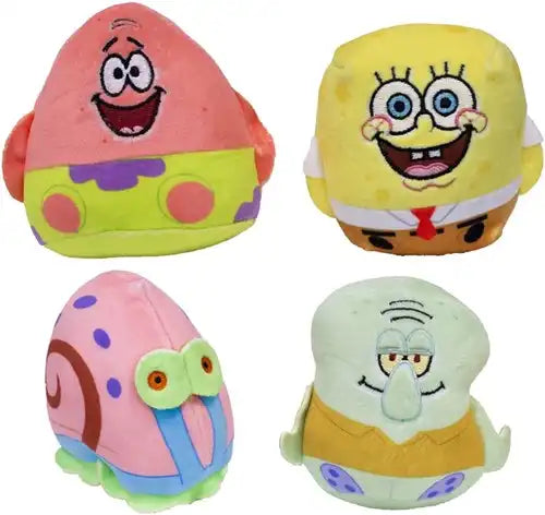 5056356795683 – Lot revendeur de 12 pcs SpongeBob Peluche 8cm 4 assortis en display – Vente en gros Nickelodeon