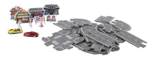 8721077561271 | Street Racing Puzzle Track Velvet avec 2 Voitures 30x22x5,5cm - Jeu de Course et Puzzle