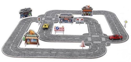 8721077561271 | Street Racing Puzzle Track Velvet avec 2 Voitures 30x22x5,5cm - Jeu de Course et Puzzle