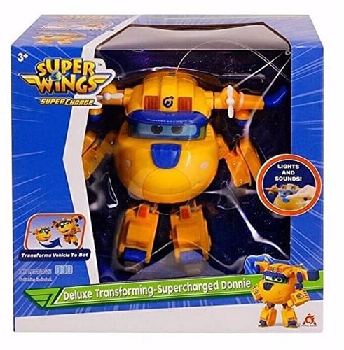 6911400395112 Super Wings Deluxe Transforming-Supercharged Donnie avec lumière et son 22x21cm
