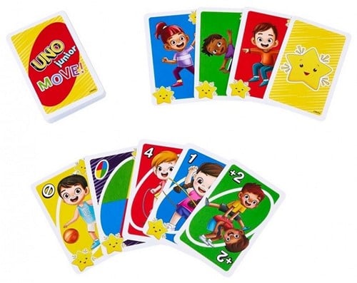 194735145607 | Uno Junior Move! Jeu de cartes 9x14cm | Version multilingue (EN, FR, DE, PT, IT, ES)