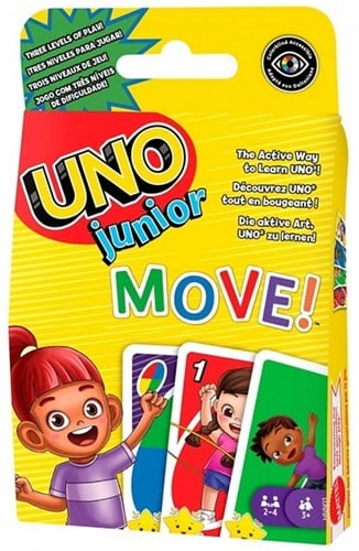 194735145607 | Uno Junior Move! Jeu de cartes 9x14cm | Version multilingue (EN, FR, DE, PT, IT, ES)