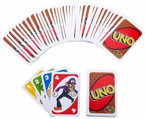 887961331240 | UNO Super Mario - Jeu de Cartes Classique 9x14cm | Jouet Nintendo
