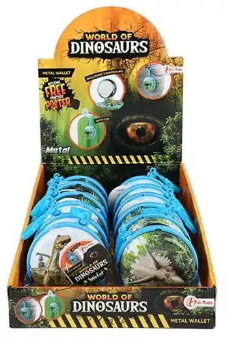 8714627357059 – WORLD OF DINOSAURS Porte-clés Portefeuille Dino 8 cm en Présentoir – Colis de 12 pièces