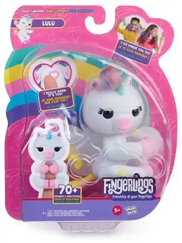 771171131120 – Lot revendeur de 1 WowWee Fingerlings Licorne Lulu interactive avec lumière et son (70+) 16x20 cm – Jouet officiel grossiste