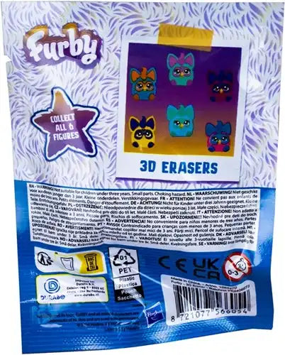8721077566054 – Colis de 24 pcs : Furby 3D Erasers (gommes) en blindbag 9×12cm – display officiel (24)