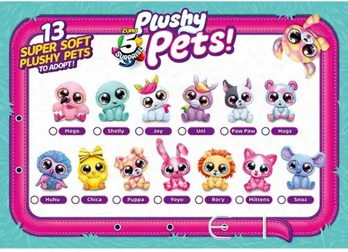 4894680018082 – Colis de 24 pcs : Zuru Plushy Pets 5 Surprise Peluche en boule surprise 9 cm assortis en présentoir – Grossiste peluches surprise