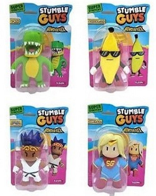9772532611962 Lot 4 figurines Stumble Guys Monsterflex Super Stretchy assorties 14,5x20,5cm