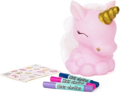 5056219093055 Licorne Style &amp; Play Lumineuse 20x24cm + Craies Cheveux &amp; Stickers Neuf
