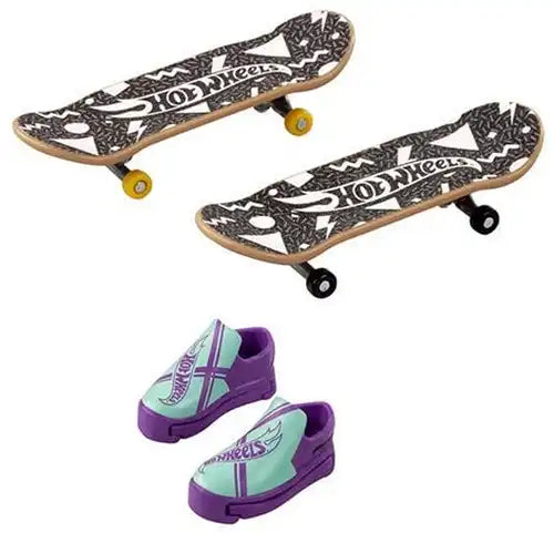 194735232765 – Hot Wheels Skate Finger Skateboard rétro + chaussures (lot de 2) 14×21,5 cm – colis de 8