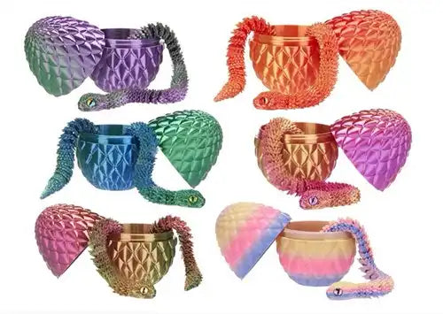 5038104659706 – Colis de 12 pièces : 3D Printed Serpent 30 cm dans un œuf 8 cm – 6 assortis en display