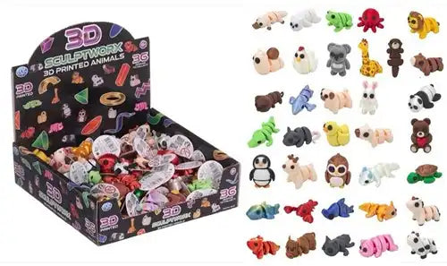 3D Printed Animal 36 assortis in display