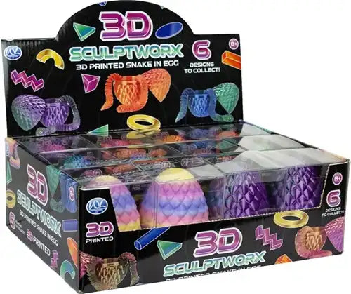 5038104659706 – Pack of 12 pieces: 3D Printed Serpent 30 cm in an egg 8 cm – 6 assorted in display 