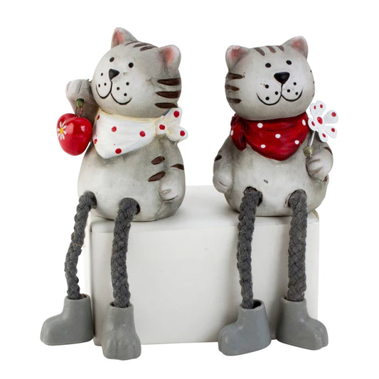 Chat avec coeur & patte pendante h=17cm, 2-ass