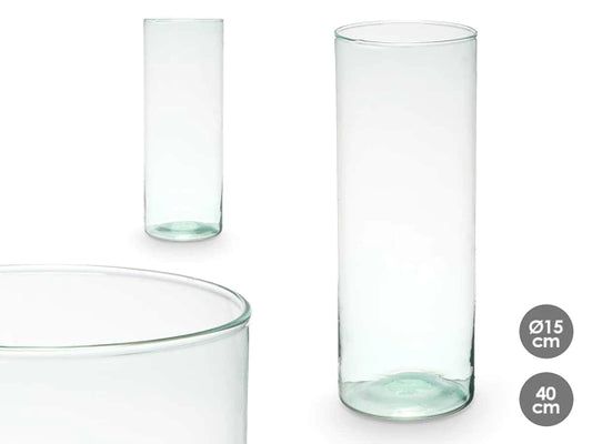 vase cylindrique en verre recyclé 15x40cm