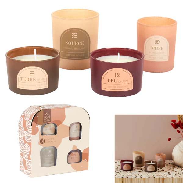 bougie parfumee x4 coffret 4 elements