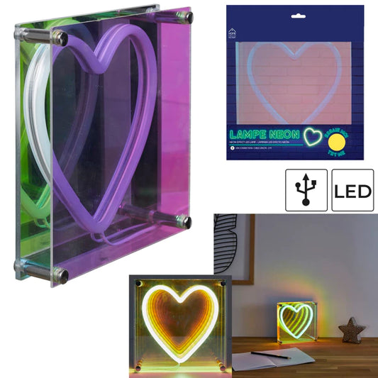 lampe acrylique led effet neon coeur
