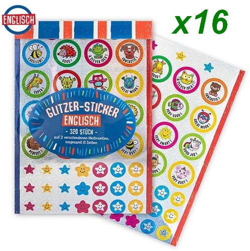 4032722953636 Lot 16 Trendhaus Glitter Stickers Anglais 320 pcs