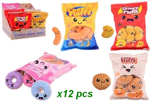 8711866245918 Lot 12 Peluches Sac à Collation 14x17cm Assortis Display