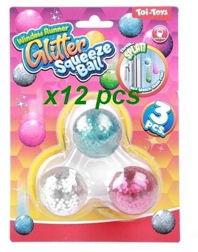 8714627010640 Lot 12 Boules à Presser Glitter 3pcs 4cm