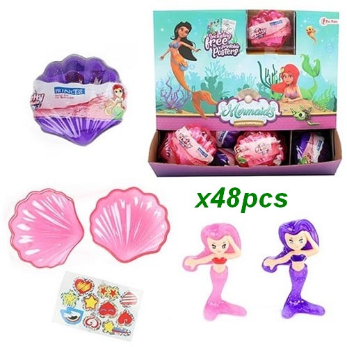 8714627358001 Lot 48 Coquillages Sirène + 4 Stickers Assortis 7x7cm