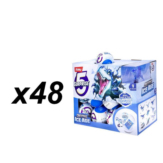 193052066206 | Zuru 5 Surprise Dino Strike x48 | Ice Age | Lot revendeur | Balles 9 cm