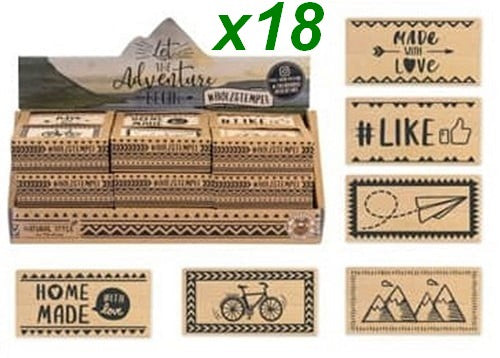 4032722950741 Colis 18x Tampons bois Trendhaus 3,5x6,5cm assortis