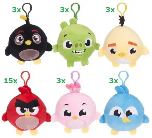5038104032745 – Colis de 30 pcs : Angry Birds Squashy Podgies Peluche Bagclip 6 assortis 9 cm – Grossiste Rovio