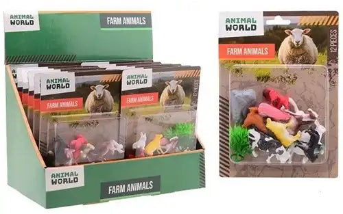 8711866262106 – Colis de 12 pcs : Animal World Set de 12 animaux de la ferme 14x19,5 cm – Grossiste Animal World