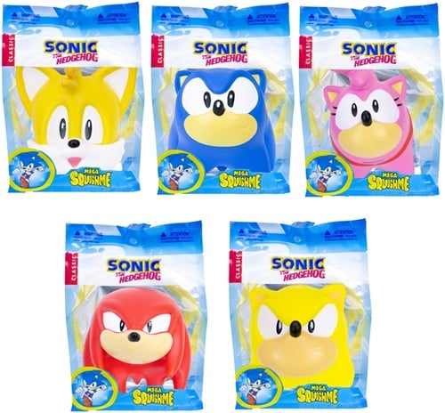 lot de 5 pcs : Sonic the Hedgehog Mega Squishme 5 assortis 15,5x22cm