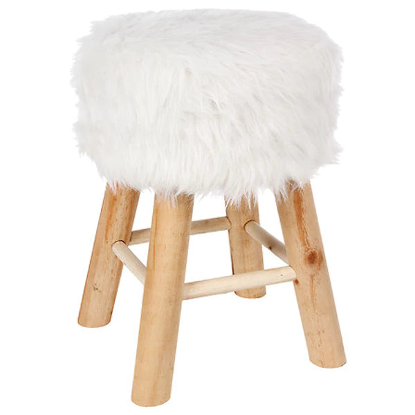 tabouret d'appoint fourr oslo blc, blanc