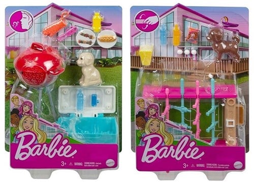 lot de 2 pcs : Barbie Playset avec animal de compagnie 19x27cm