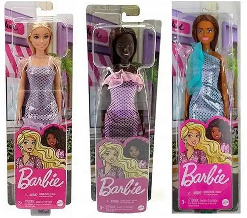 194735094226 – Colis de 6 pcs : Barbie Poupée avec robe à paillettes 3 pièces assorties 10x32,5cm – Grossiste Mattel