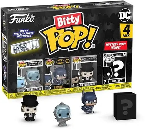 889698811293 – Bitty POP! Batman 85th “Freeze” 4-Pack 9,5 × 14 cm (lot de 3) mini-figurines 2,5 cm avec étagère – DC officiel