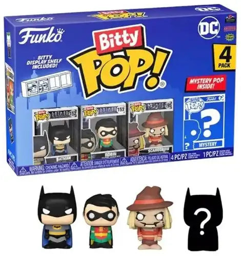 889698713115 – Bitty POP! DC Batman 4-Pack 9,5 × 14 cm (lot de 3) mini-figurines 2,5 cm avec étagère – DC officiel