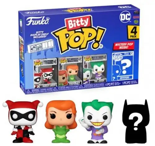 889698713139 – Bitty POP! DC Harley Quinn 4-Pack 9,5 × 14 cm (lot de 3) mini-figurines avec étagère – officiel