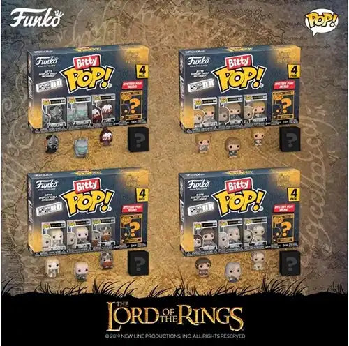 889698754583 – Funko Bitty POP! Lord of the Rings 4-Pack (colis de 12 pièces – 9,5 x 14 cm, 4 assortis en présentoir)