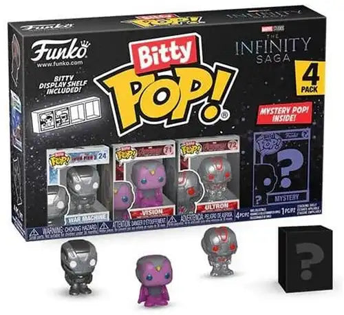 889698715058 – Bitty POP! Marvel Iron Man 4-Pack 9,5 × 14 cm (lot de 3) – mini-figurines 2,5 cm avec étagère, Infinity Saga