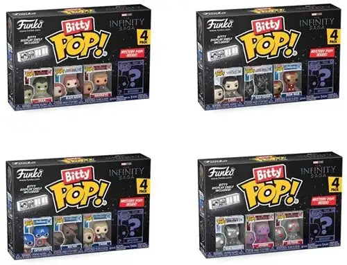 889698715058 – Funko Bitty POP! Marvel The Infinity Saga 4-Pack (colis de 12 pièces – 9,5 x 14 cm, 4 assortis en présentoir)