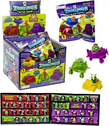 8431618004159 – Colis de 24 pcs : Blind Bag Zomlings in the Town Series 4 (1 Zomling + 1 Zom-Mobile) 11x12 cm – Figurines surprises de collection