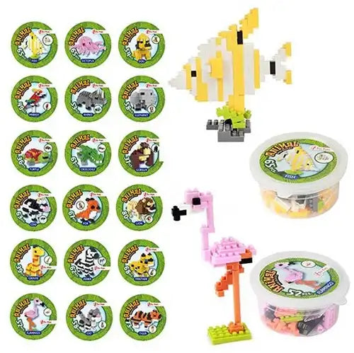 Blocs de Construction Mini Animal en Pot 18 assortis 7x7x3.5cm