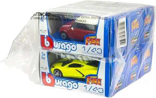 4893993300006 lot de 6 Burago Die Cast Auto 1:43 assortis Street Fire Série C 13x6x5,5 cm – Grossiste voitures miniatures Burago