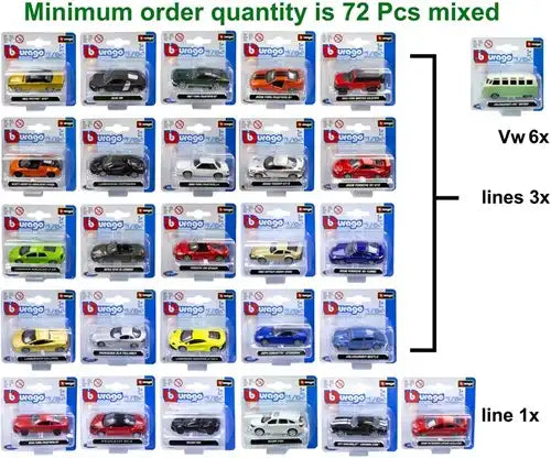 Burago Die Cast Auto 1:64 27 assortis