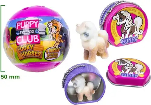 8053306202052 – Colis de 20 pcs : Capsule 50 mm Puppy Club Lucky Horses – Grossiste Cool Things