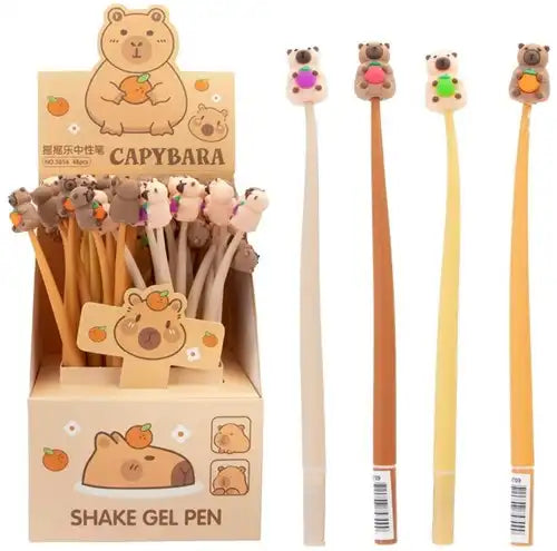 8720847747099 – Lot revendeur de 48 Capybara Stylo gel 22cm en présentoir (48) – Jouets anti-stress squishy grossiste