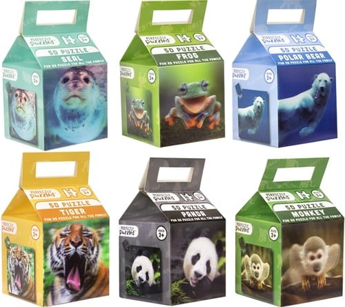 Lot 6 Puzzles 5D Animaux Cartamundi Perfectly Puzzled 5411068061813 10x18cm