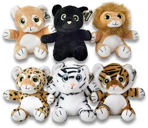 lot de 6 pcs : Chats Sauvages en peluche assis 20cm