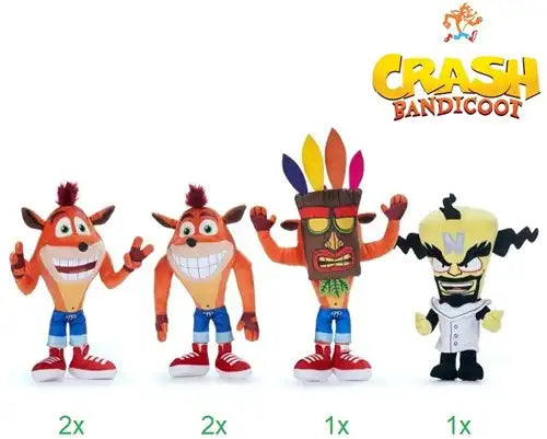 8425611309526 – Crash Bandicoot peluches 32 cm lot de 12 (4 modèles assortis) officielles pas chères – colis revendeur