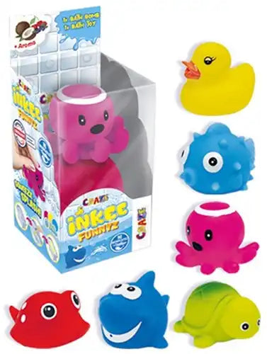 4059779028568 – CRAZE INKEE Funnyz Jouets de bain 5,5 x 12 cm assortis en présentoir (colis de 8) dispo Simcha.fr